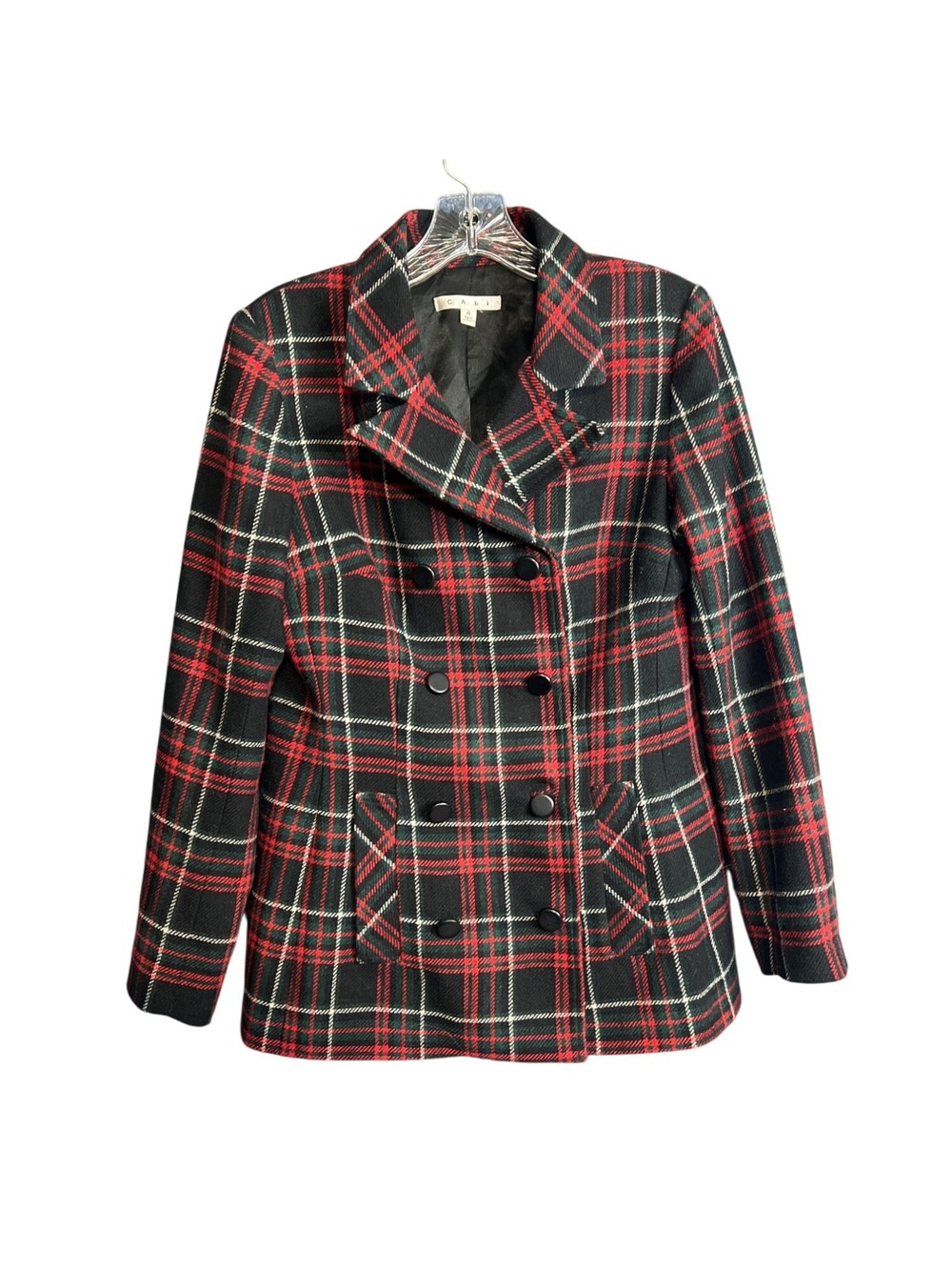 Cabi Plaid Wool Double-Breasted Jacket Size 4